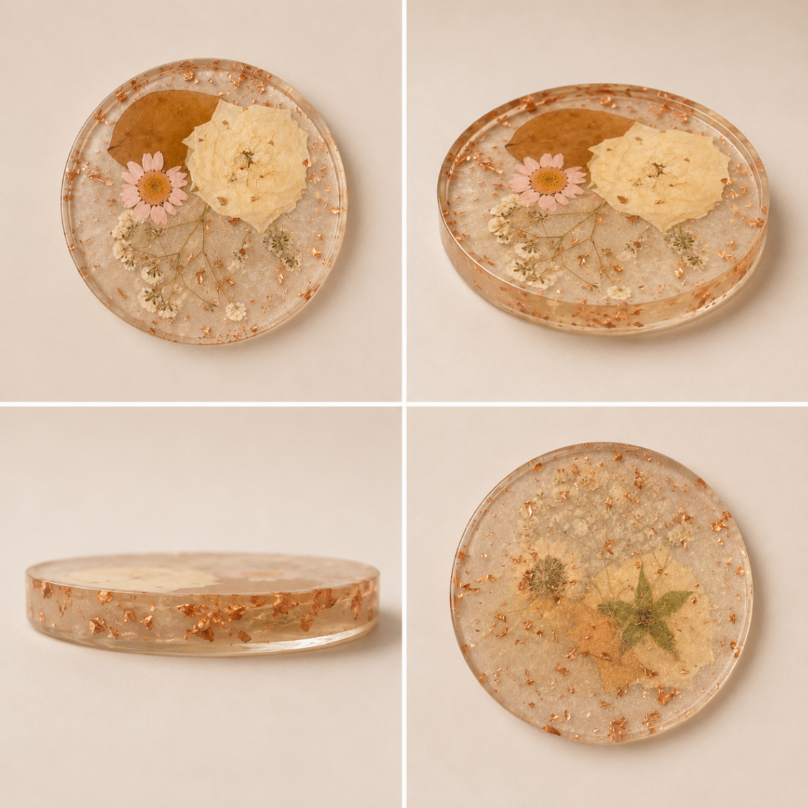 Floral resin coaster