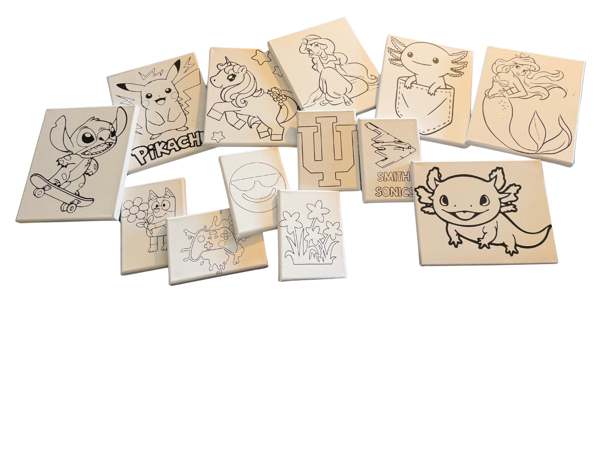 Wooden paint-your-own character tiles
