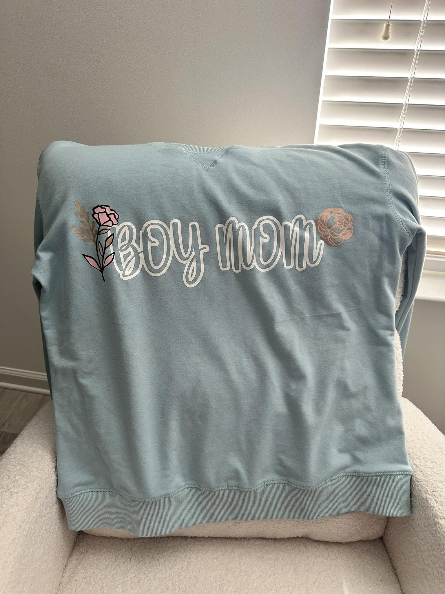 Boy Mom embroidered floral sweatshirt