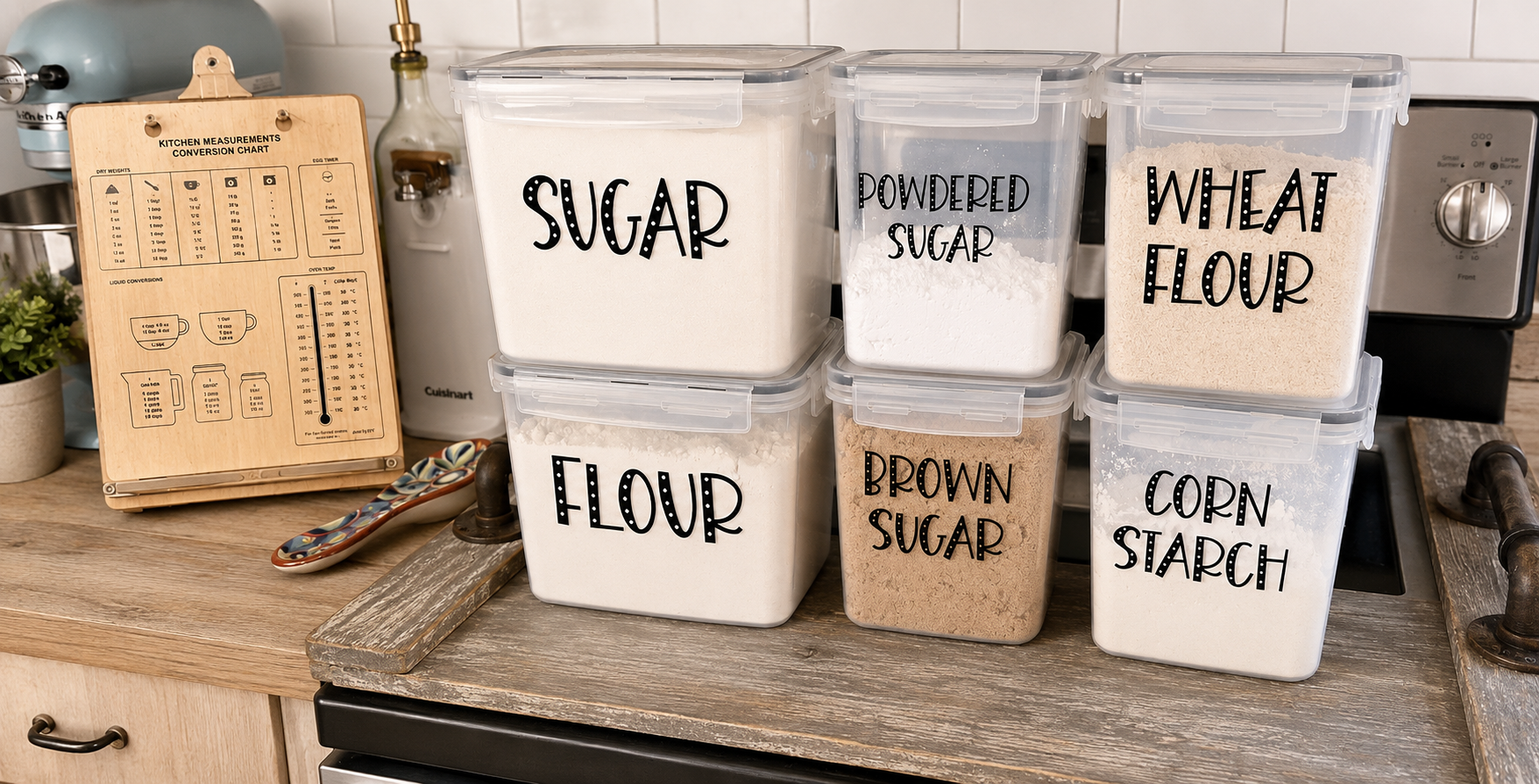 Custom pantry container vinyl labels set