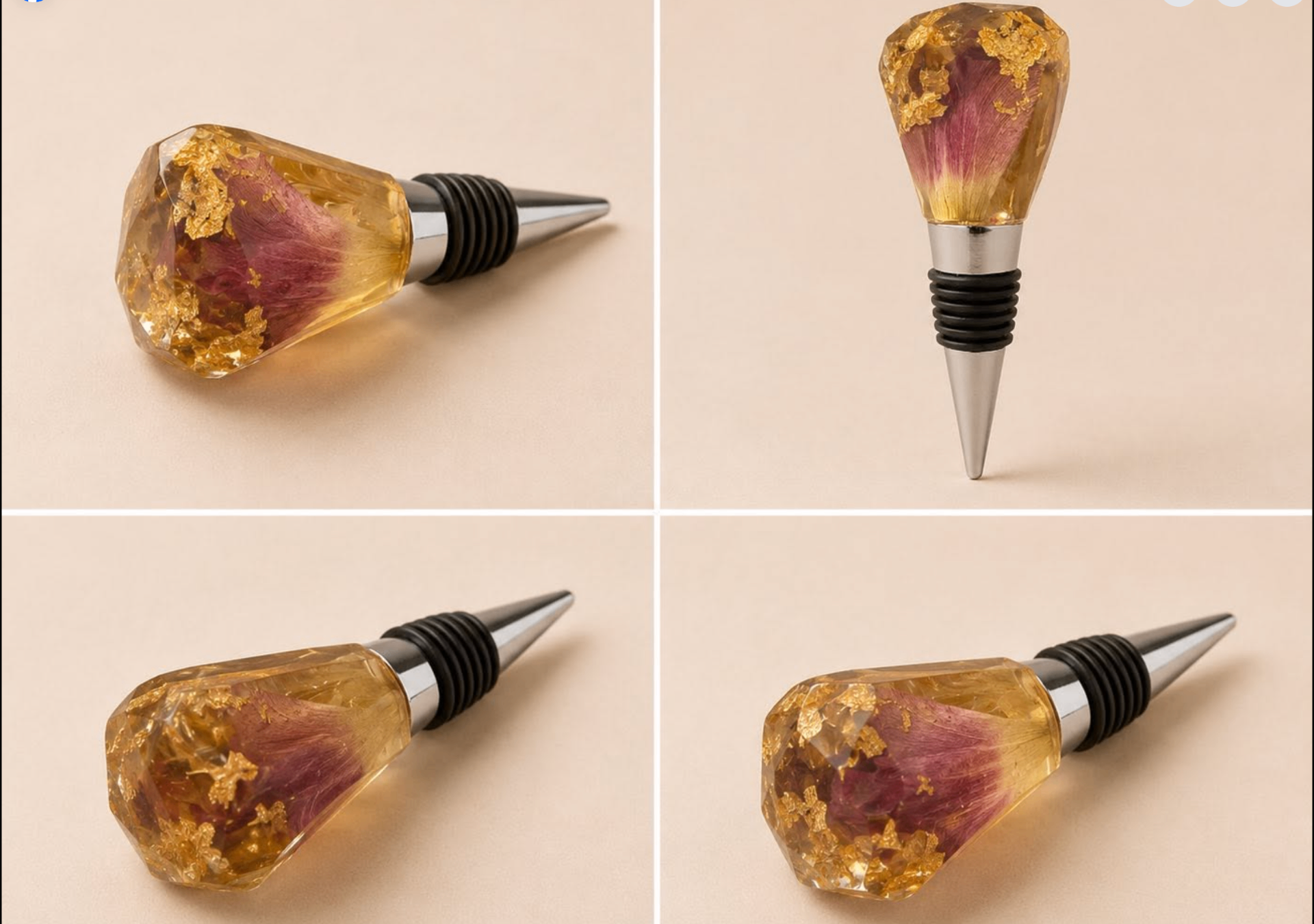 Resin wine stopper with petals