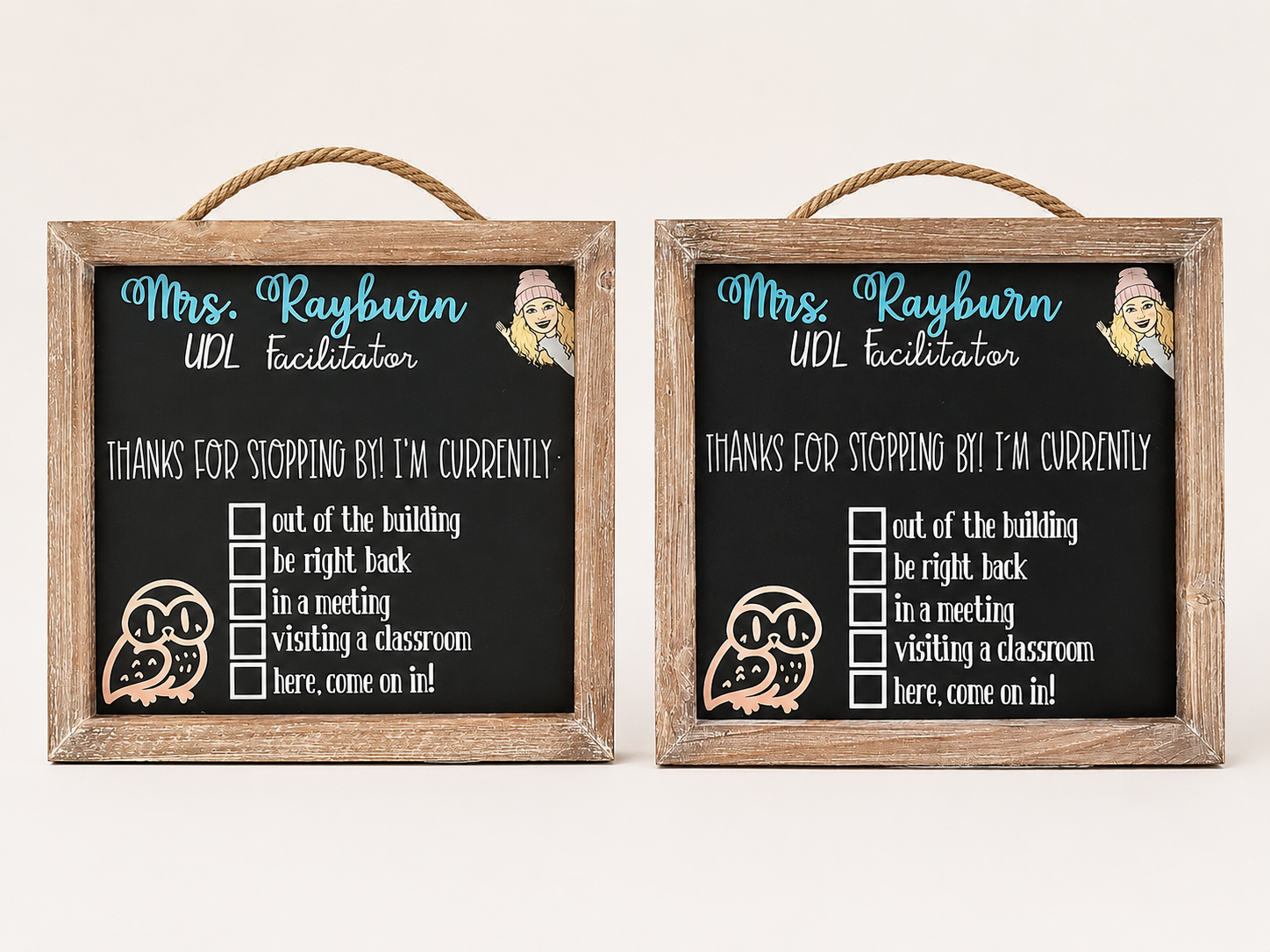 Mrs Rayburn UDL Facilitator chalkboard door sign