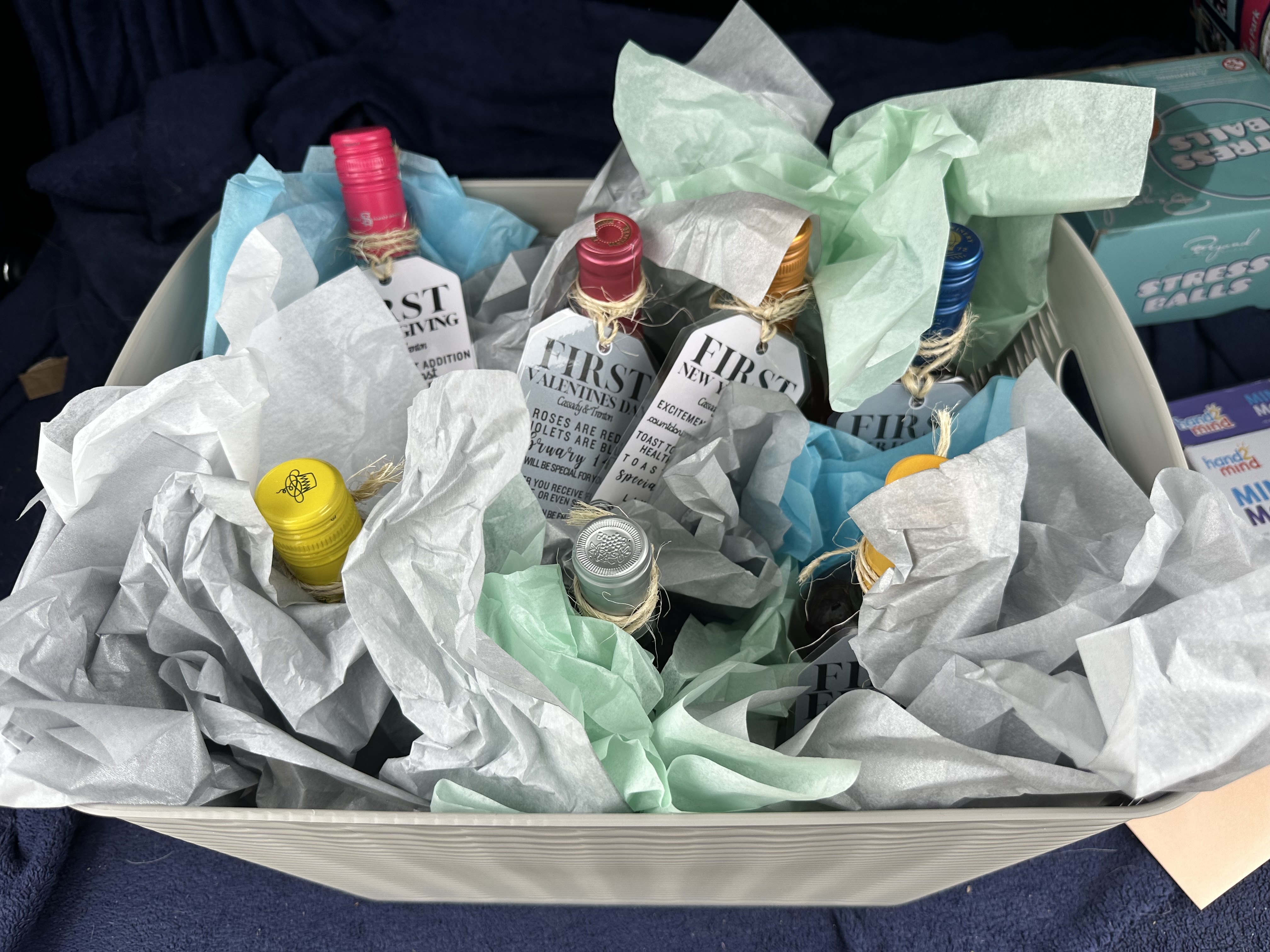 First Sergeant promotion bottle gift basket with custom labels