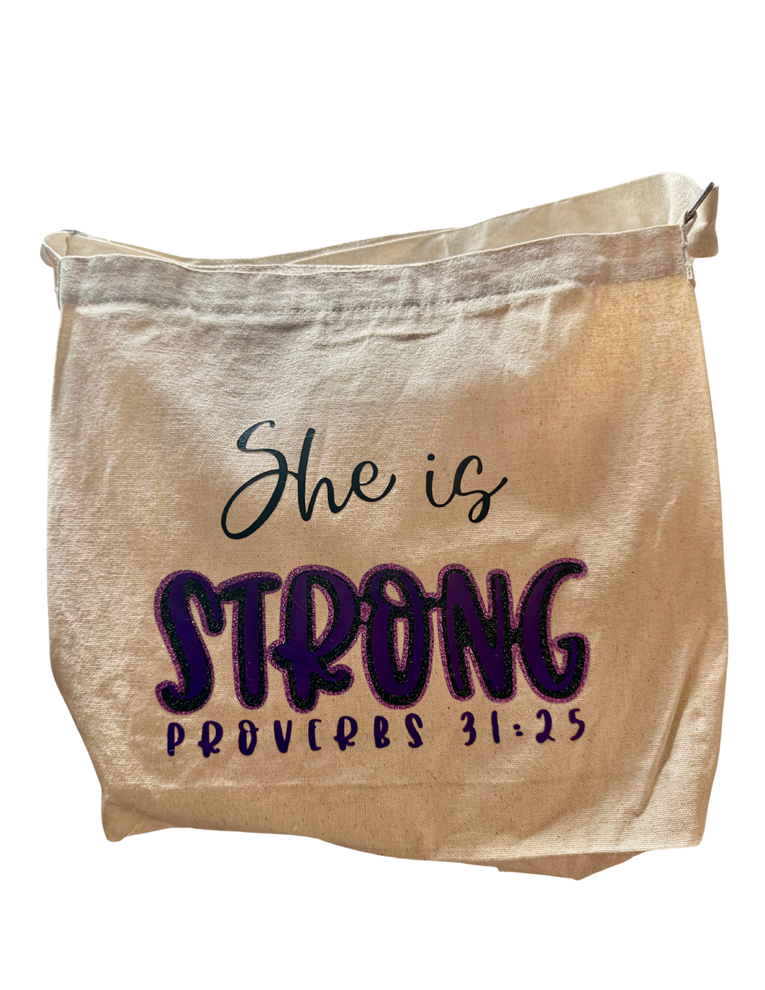 She is Strong Proverbs canvas tote bag