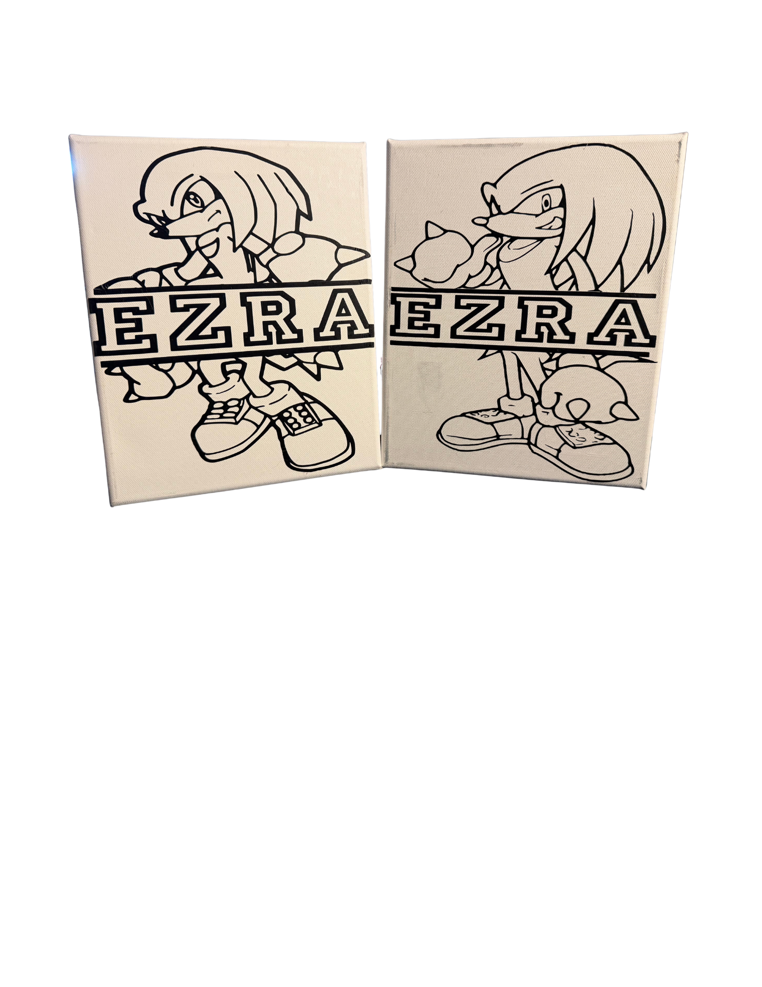 Ezra Sonic & Knuckles paint-your-own canvases