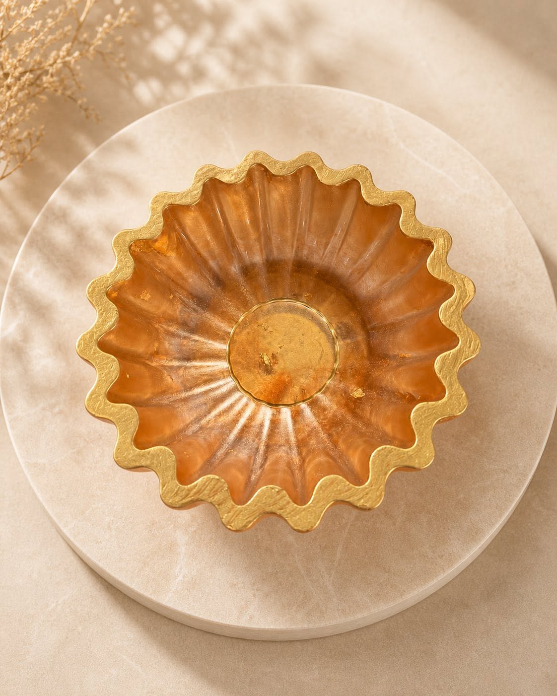 Gold scalloped resin dish