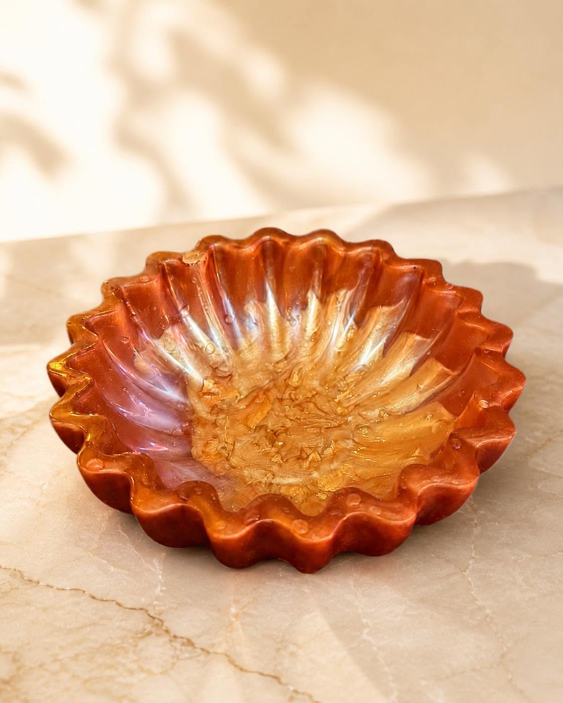Orange and gold sunburst dish for any purpose