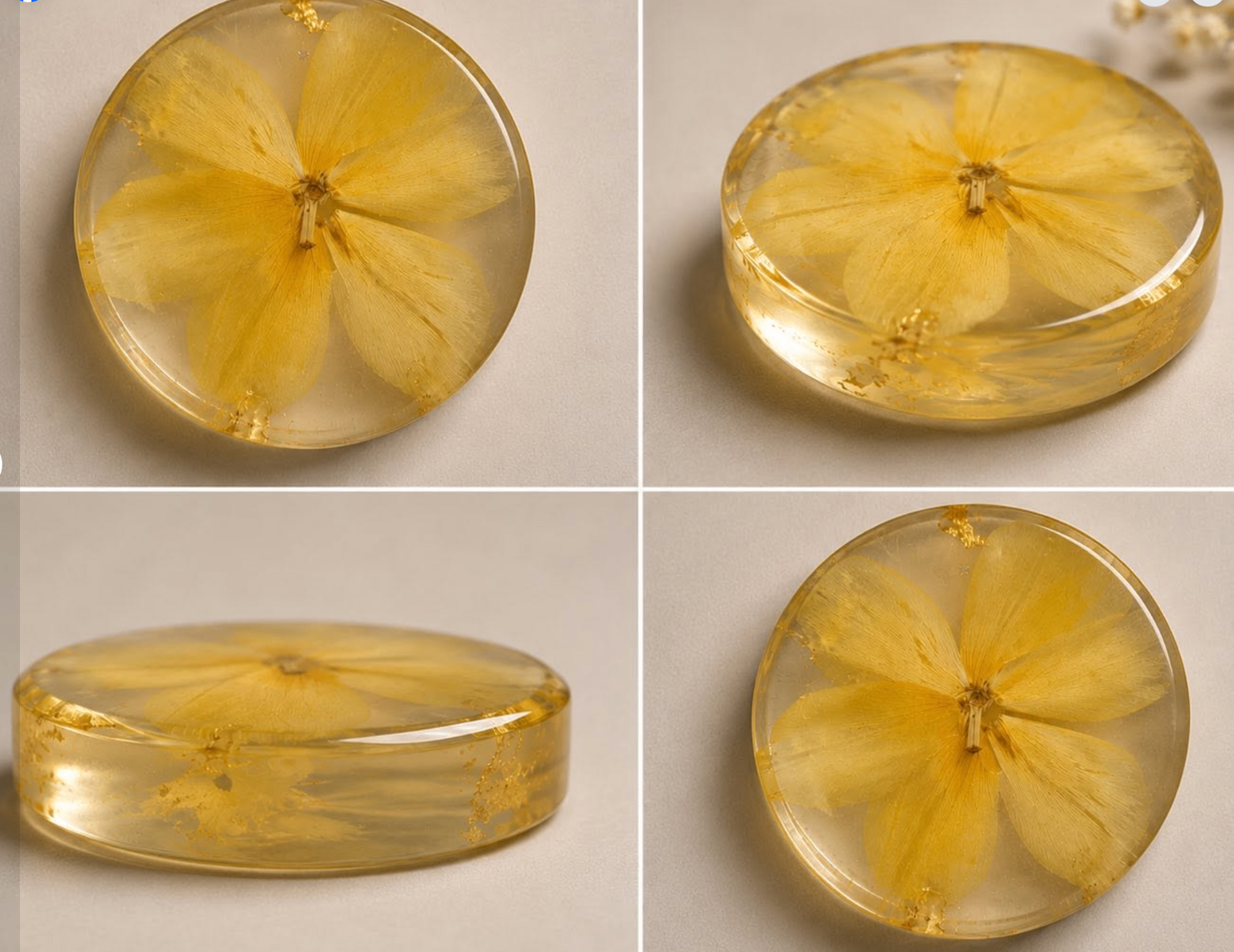 Yellow pressed-tulip coaster